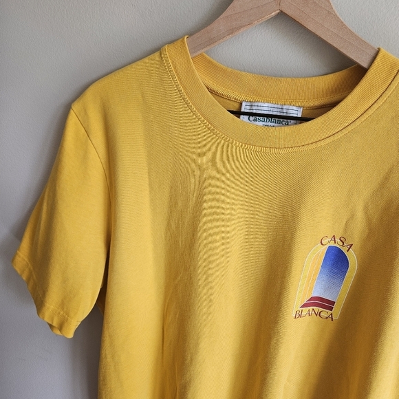 Casablanca Tennis Club L'Arche De Jour Short Sleeve T-Shirt in Citrus - Picture 3 of 9